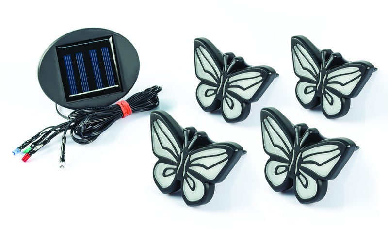 IdeaWorks Butterfly Lights-Sets of 4-Solar Powered-Automatically Turns On at Dusk & Off at Dawn-Space Each Light up to 32â€-Easy Installation, Multicolor - Image 1